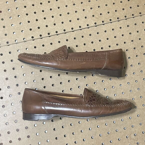 Mezlan Sebastian Lizard Leather Grain Loafers 5633 Spain Brown Size 12 M Men